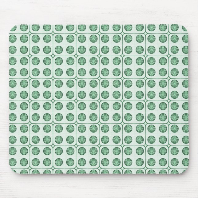 Retro Charm Circles Mousepad, Dark Green Mouse Mat (Front)