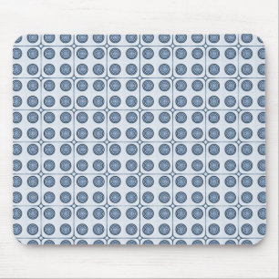 Retro Charm Circles Mousepad, Navy Blue Mouse Mat