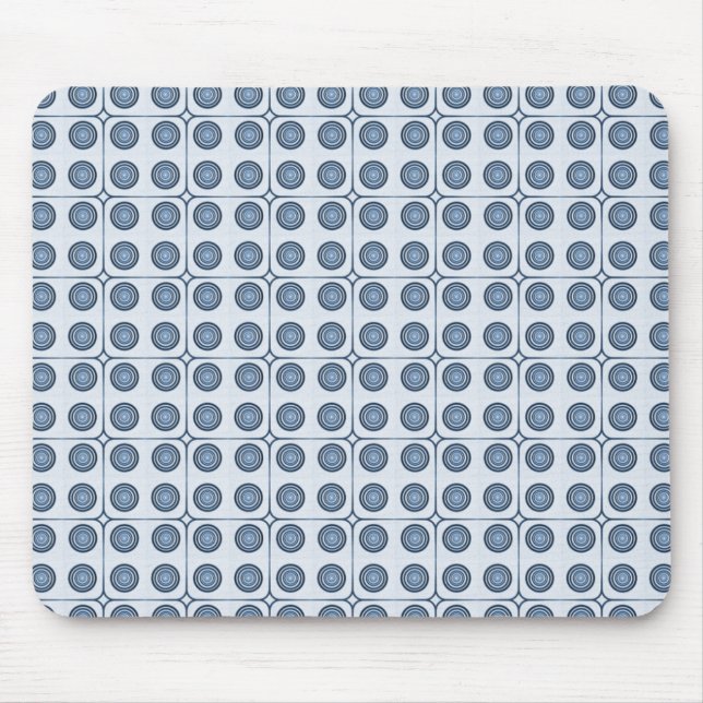 Retro Charm Circles Mousepad, Navy Blue Mouse Mat (Front)