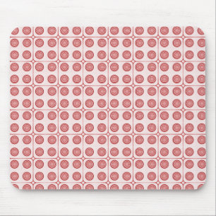 Retro Charm Circles Mousepad, Red Mouse Mat