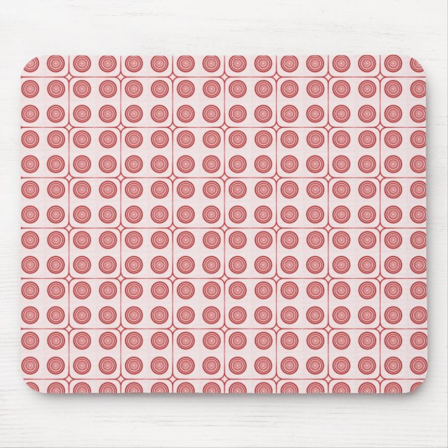 Retro Charm Circles Mousepad, Red Mouse Mat (Front)