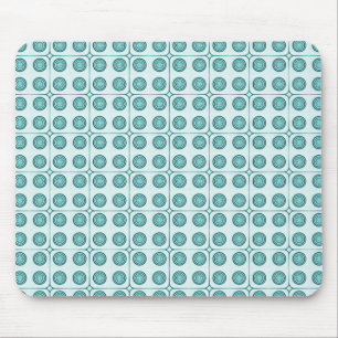 Retro Charm Circles Mousepad, Teal Mouse Mat
