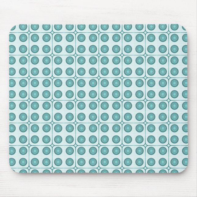 Retro Charm Circles Mousepad, Teal Mouse Mat (Front)