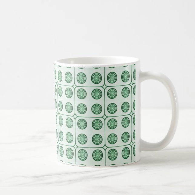 Retro Charm Circles Mug, Dark Green Coffee Mug (Right)