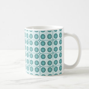 Retro Charm Circles Mug, Teal Coffee Mug