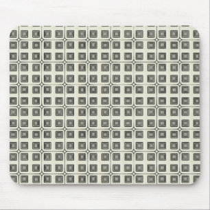 Retro Charm Squares Mousepad, Black Mouse Mat