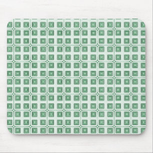 Retro Charm Squares Mousepad, Dark Green Mouse Mat