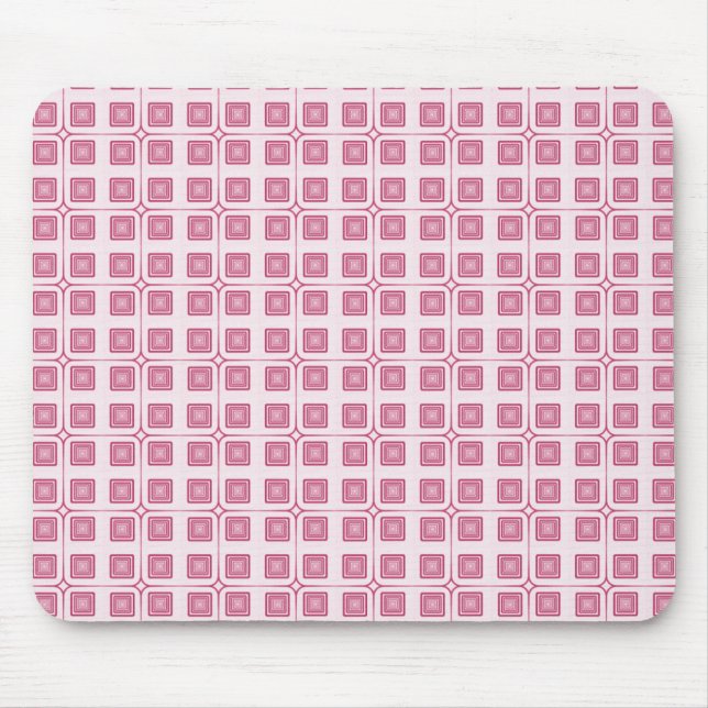 Retro Charm Squares Mousepad, Magenta Mouse Mat (Front)