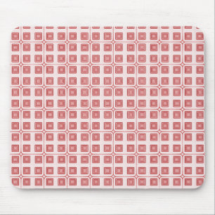 Retro Charm Squares Mousepad, Red Mouse Mat