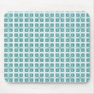 Retro Charm Squares Mousepad, Teal Mouse Mat