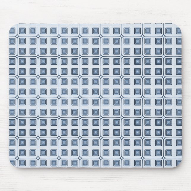 Retro Charm Squares Mousepade, Navy Blue Mouse Mat (Front)