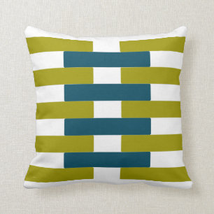Retro Chartreuse & Aqua Bar Graphic Cushion