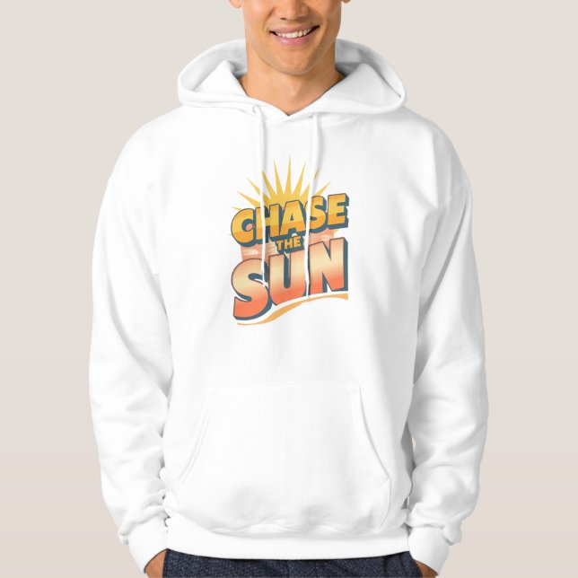Retro "Chase the Sun" Summer Quote Hoodie (Front)
