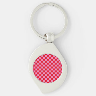 Retro Checkerboard Checkered Pattern Pink Orange Key Ring