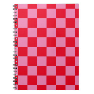 Retro Checkerboard Checkered Pattern Pink Orange Notebook