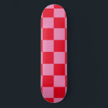 Retro Checkerboard Checkered Pattern Pink Orange Skateboard<br><div class="desc">Checkerboard pattern inn red and pink is the perfect checkered design. The perfect retro aesthetic for a cute vintage vibe. Fun, playful, colorful, modern and minimalist is a geometric pattern of squares that will go with any scheme. Any special color requests, please feel free to private message us and ask....</div>