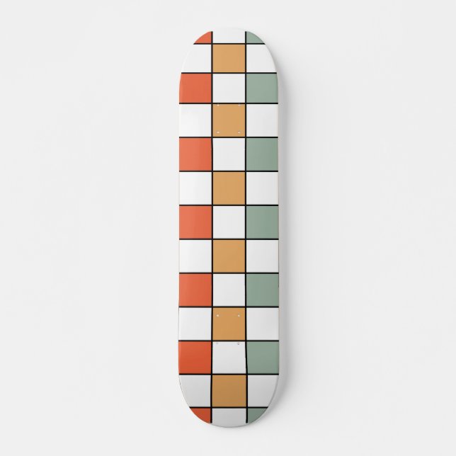 Retro Checkerboard Pattern Skateboard (Front)
