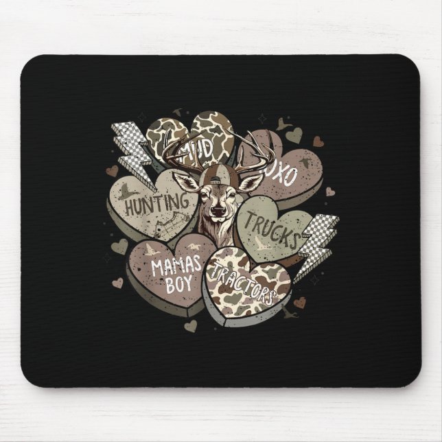 Retro Checkered Candy Valentine Hearts Artwork Mouse Mat (Front)