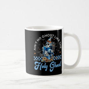 Retro Checkered Floral Denim Ghost Black Cat Witch Coffee Mug