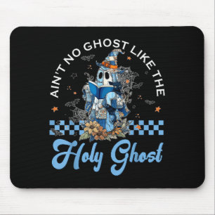 Retro Checkered Floral Denim Ghost Black Cat Witch Mouse Mat