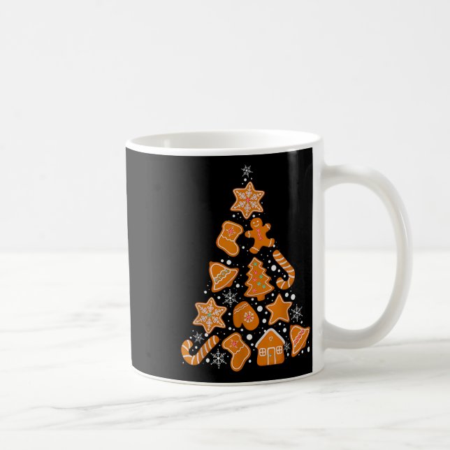 Retro Checkered Gingerbread Christmas Coquette Bow Coffee Mug (Right)