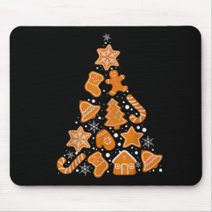 Retro Checkered Gingerbread Christmas Coquette Bow Mouse Mat