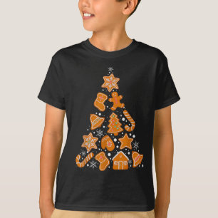 Retro Checkered Gingerbread Christmas Coquette Bow T-Shirt