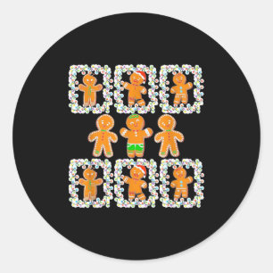 Retro Checkered Gingerbread Man Christmas Pajamas  Classic Round Sticker