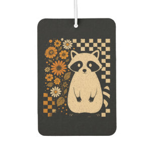 Retro Checkered Halloween Raccoon Car Air Freshener