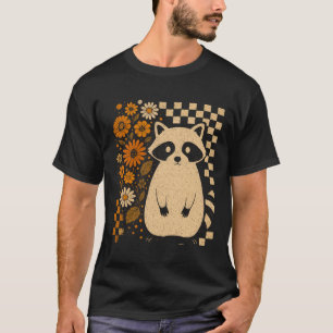 Retro Checkered Halloween Raccoon T-Shirt