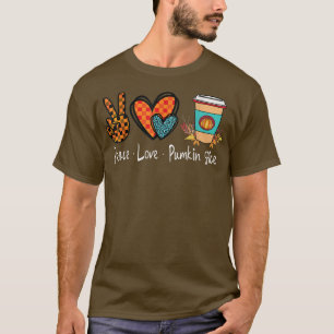 Retro Checkered Peace Love Pumpkin Spice Fall Seas T-Shirt