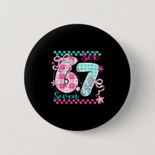 Retro Checkered Valentine Six Seven Meme 67 Viral  6 Cm Round Badge