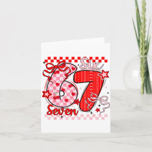 Retro Checkered Valentine Six Seven Meme 67 Viral  Card
