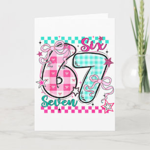 Retro Checkered Valentine Six Seven Meme 67 Viral Card