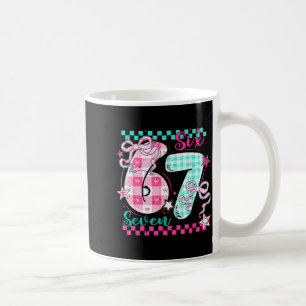 Retro Checkered Valentine Six Seven Meme 67 Viral  Coffee Mug