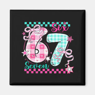 Retro Checkered Valentine Six Seven Meme 67 Viral Magnet