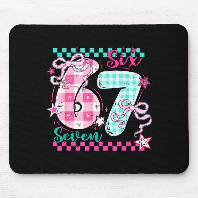 Retro Checkered Valentine Six Seven Meme 67 Viral  Mouse Mat (Front)