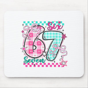 Retro Checkered Valentine Six Seven Meme 67 Viral Mouse Mat