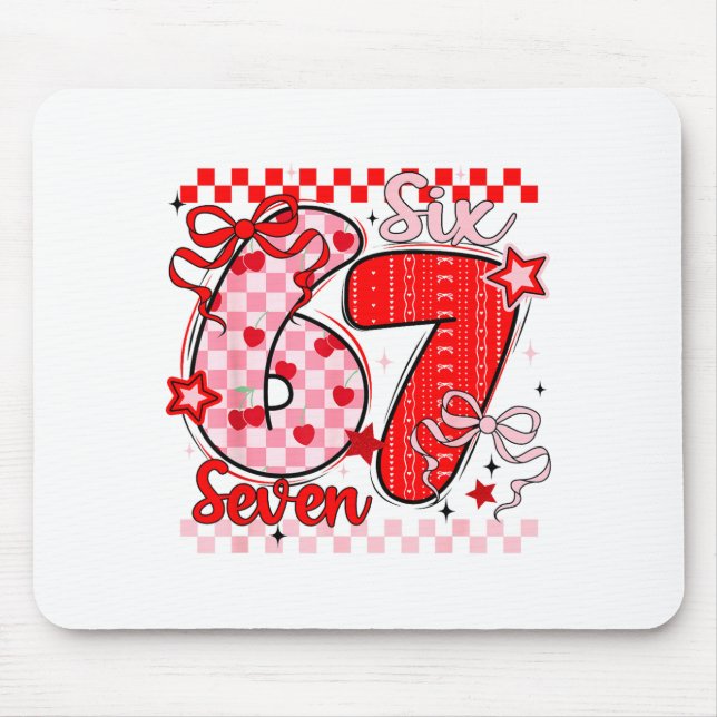 Retro Checkered Valentine Six Seven Meme 67 Viral  Mouse Mat (Front)