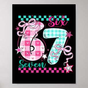 Retro Checkered Valentine Six Seven Meme 67 Viral  Poster