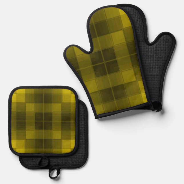 Retro Checkers Oven Mitt & Pot Holder Set (Front/Back)