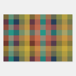 Retro Checks and Mid Mod Stripes Wrapping Paper Sheet