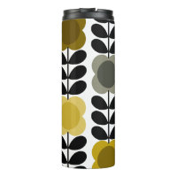 Retro Cheerful Spot Flowers Stem, Yellow Grey