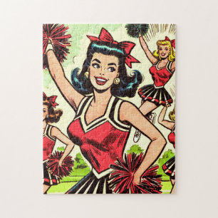 Retro Cheerleader Comics Jigsaw Puzzle