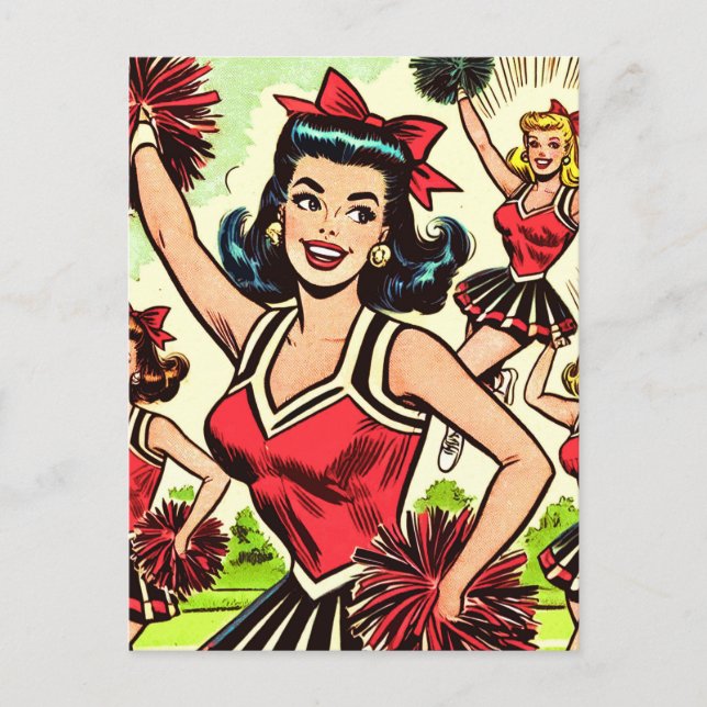 Retro Cheerleader Comics Postcard (Front)