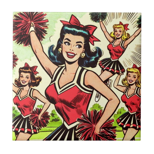 Retro Cheerleader Comics Tile (Front)