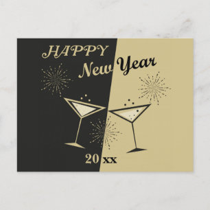 Retro Cheers Happy New Year Postcard