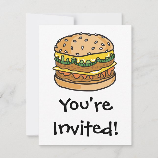 retro cheese hamburger invitation (Front)