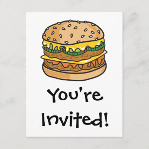 retro cheese hamburger invitation