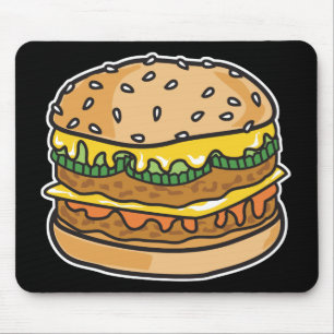 retro cheese hamburger mouse mat